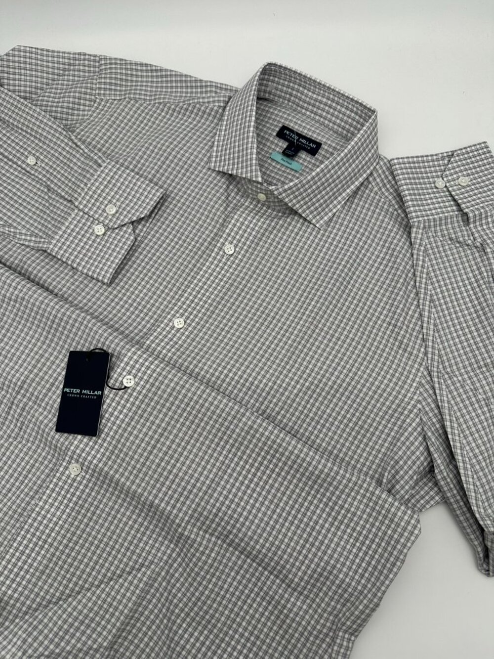 Peter Millar Mens Torino Flex Finish Cotton Sport Shirt, Size Large, Nebula Blue
